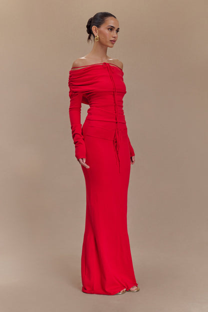 Jupe Maxi Tricot Polly - Rouge
