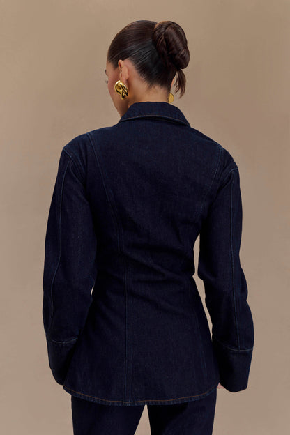 Chemise en jean asymétrique Jericho - Bleu indigo
