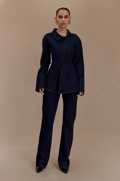 Chemise en jean asymétrique Jericho - Bleu indigo