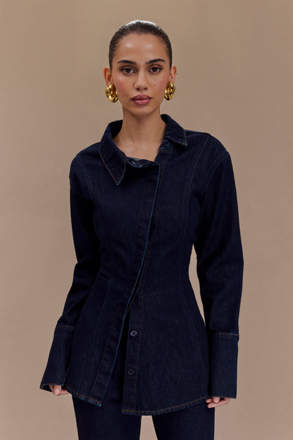 Chemise en jean asymétrique Jericho - Bleu indigo