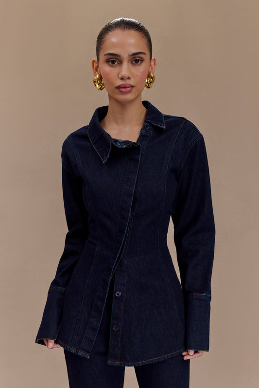 Chemise en jean asymétrique Jericho - Bleu indigo
