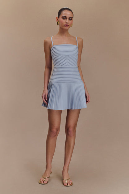 Robe mini Rylee à plis multiples - Bleu glace
