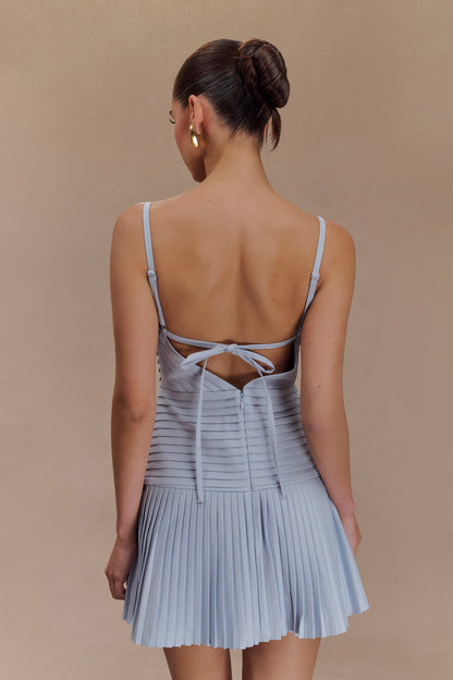 Robe mini Rylee à plis multiples - Bleu glace