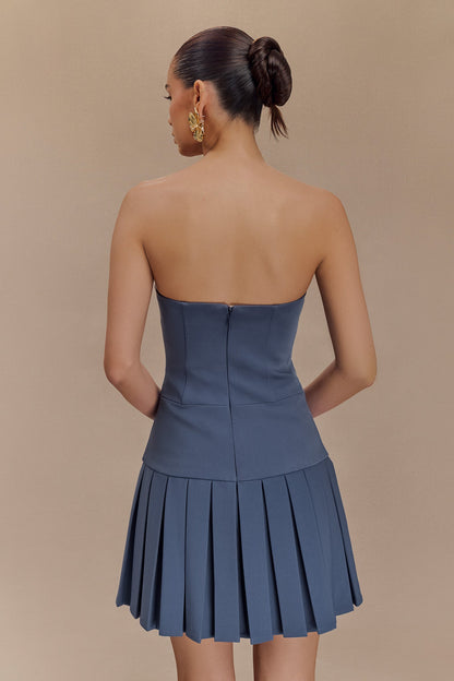 Mini-robe plissée Naya avec liens - Acier