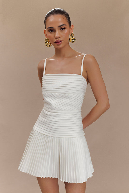 Robe mini Rylee à plis multiples - Blanc