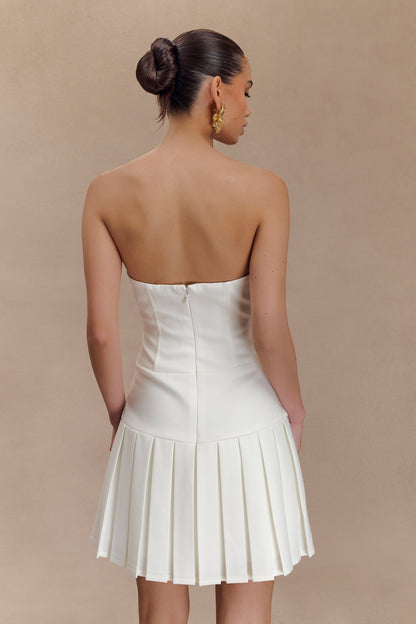Mini-robe plissée Naya avec lacets - Blanc