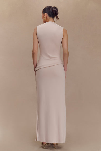 Robe midi Lorelei en crêpe torsadée - Taupe