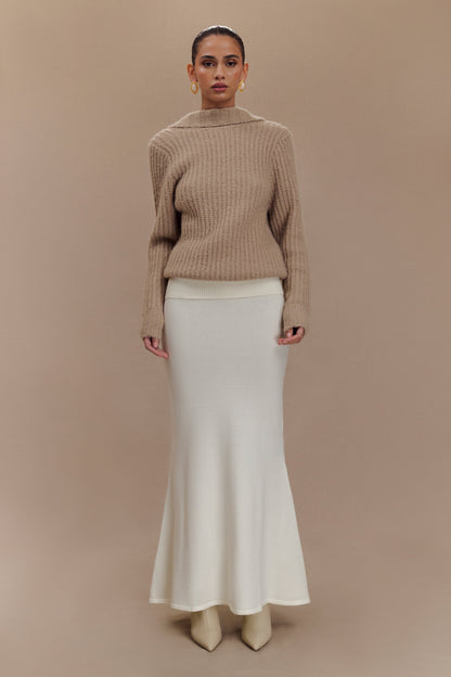 Candice Pull en Tricot Oversize à Décolleté dans le Dos - Gris Perle