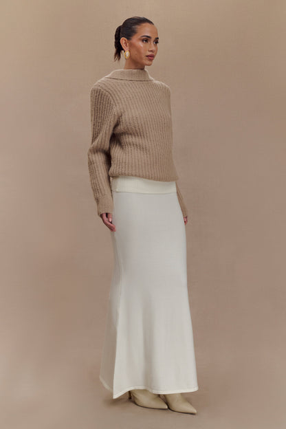 Candice Pull en Tricot Oversize à Décolleté dans le Dos - Gris Perle