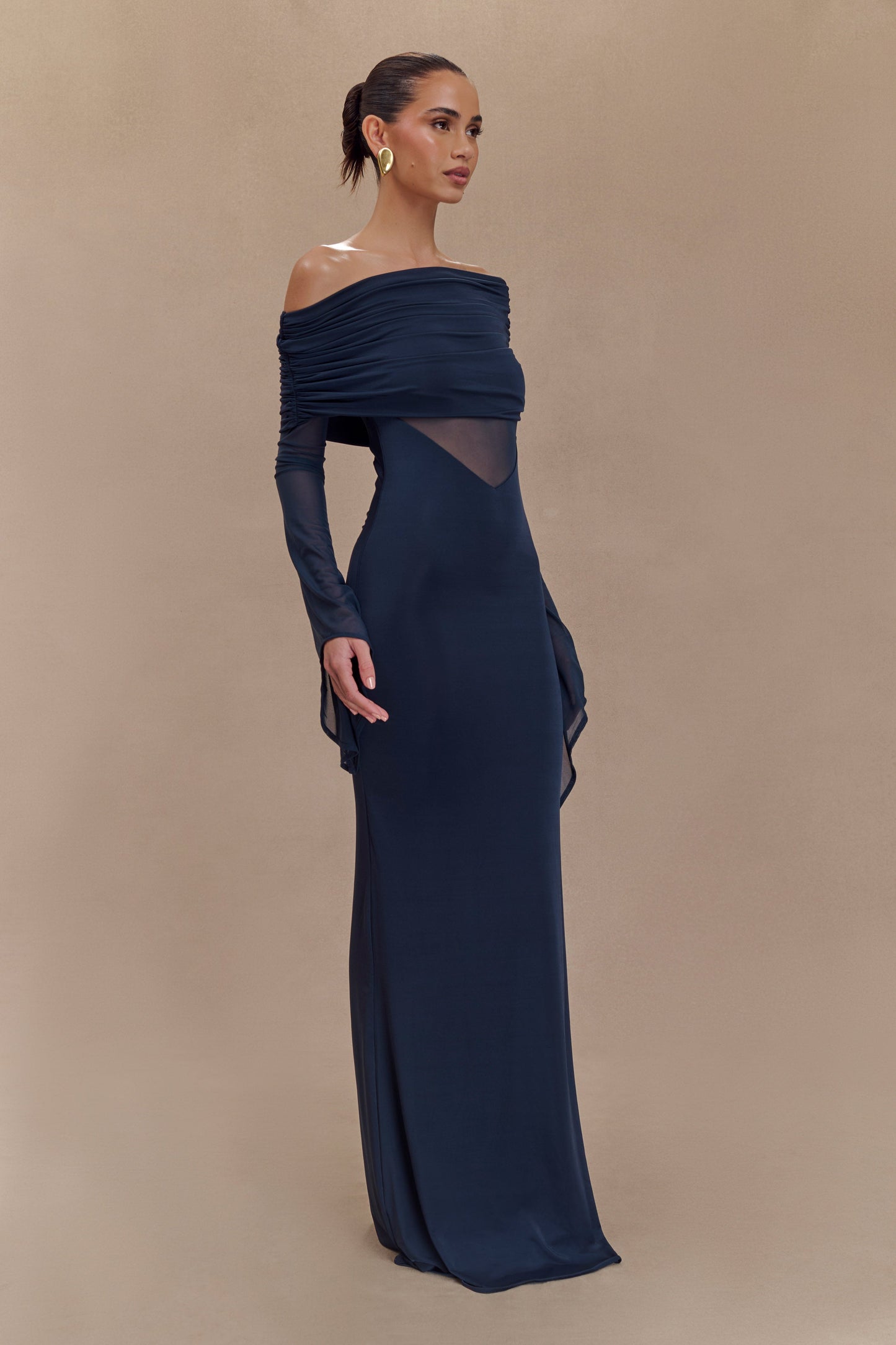 Robe maxi décontractée et en maille à une épaule Kaitlin - Bleu nuit