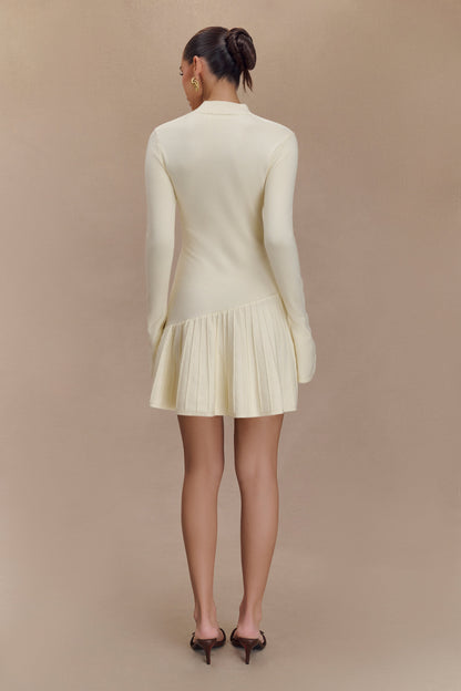 Mini-robe en tricot Blair à plis - Ivoire