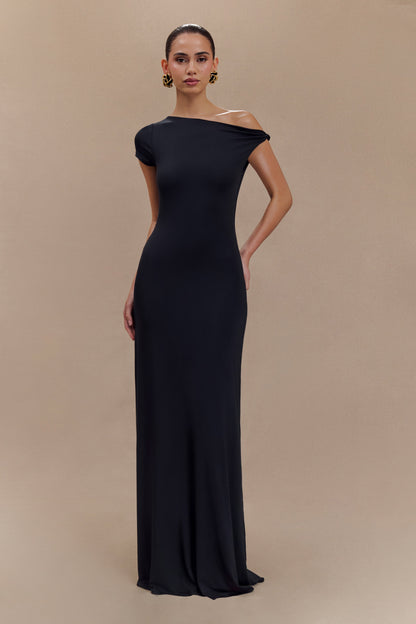 Robe Maxi Modal à Manches Courtes Tamsin - Noire