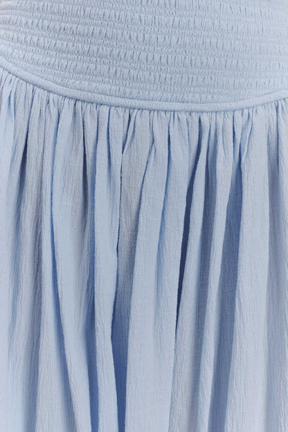 Maureen Cotton Robe Maxi à Plis - Bleu Poudré