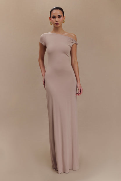 Robe Maxi Modal à Manches Courtes Tamsin - Couleur Champignon