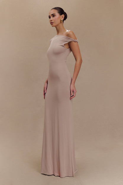 Robe Maxi Modal à Manches Courtes Tamsin - Couleur Champignon