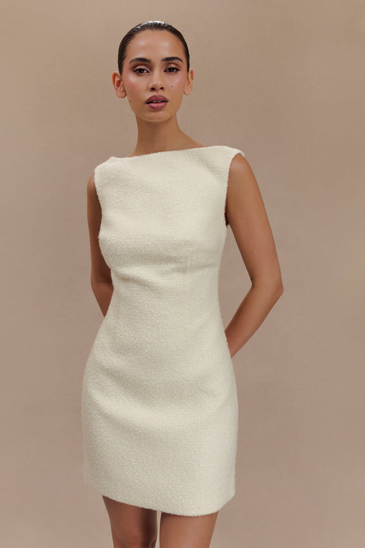 Mini-robe en bouclette texturée Angela - Ivoire
