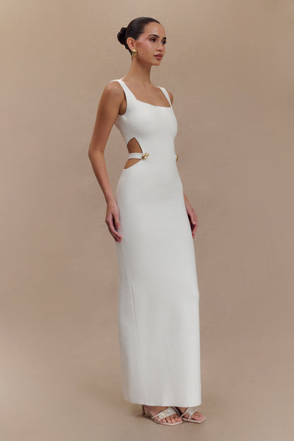 Robe Maxi en Tricot à Découpes Alysanne - Blanche