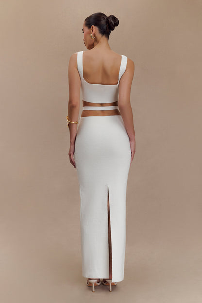Robe Maxi en Tricot à Découpes Alysanne - Blanche