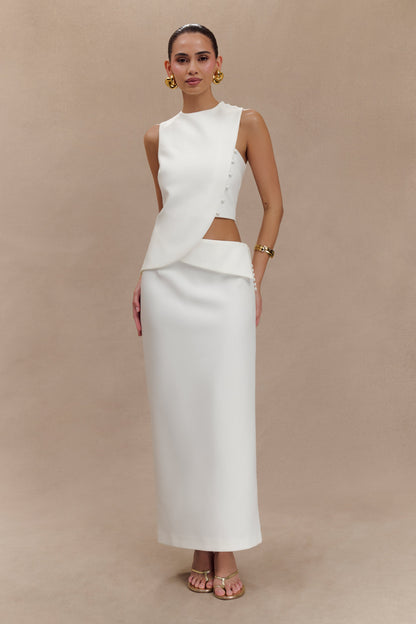 Top asymétrique sans manches pour tailleur Astrid - Blanc