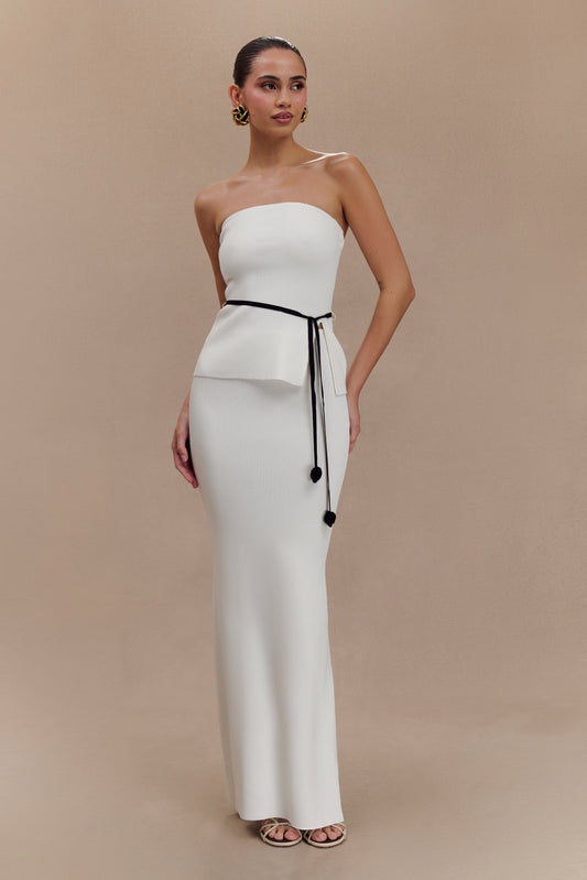Jupe Maxi Tricot Queue de Poisson Keaton - Blanche