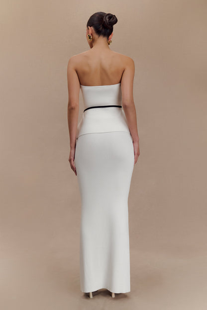 Jupe Maxi Tricot Queue de Poisson Keaton - Blanche