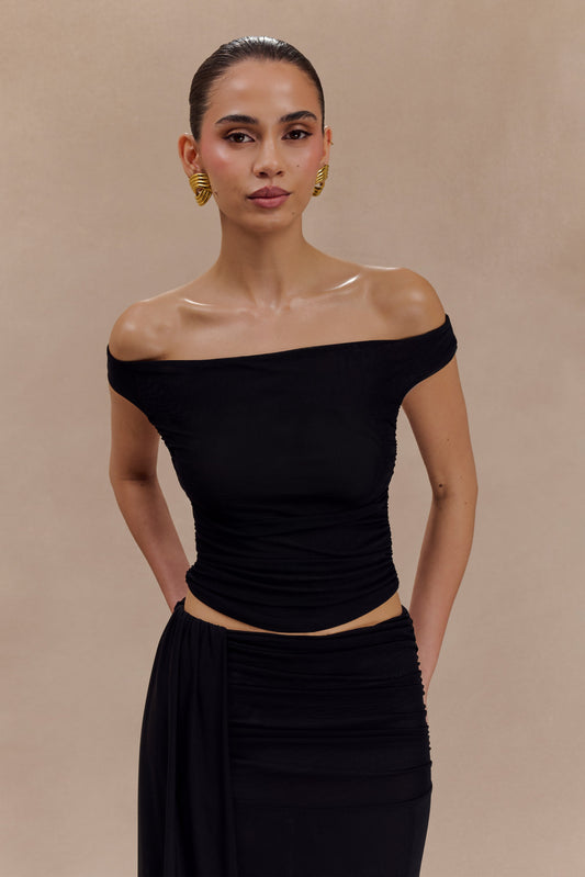Top court en maille Brooklyn - Noir