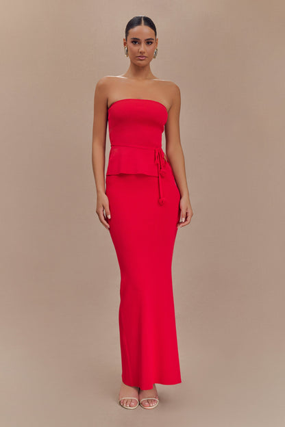 Jupe Maxi Tricot Queue de Poisson Keaton - Rouge