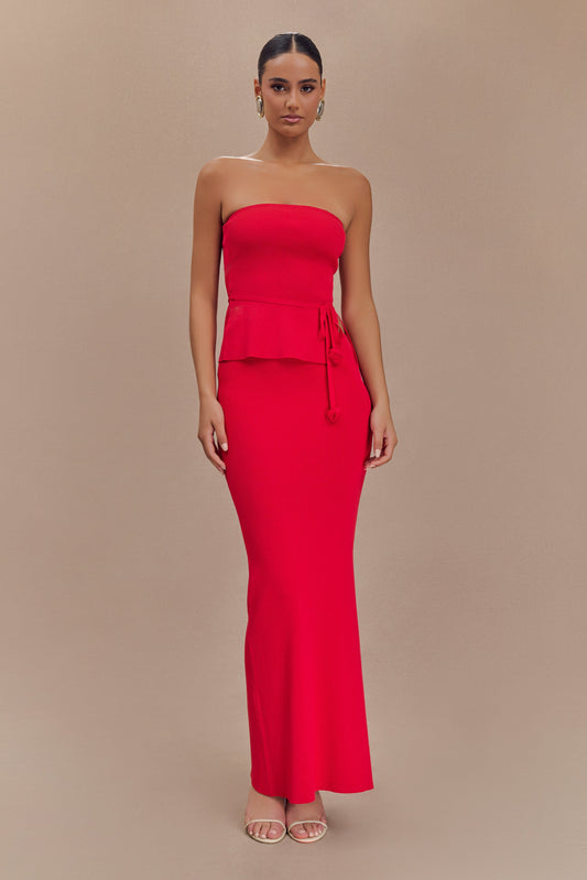 Jupe Maxi Tricot Queue de Poisson Keaton - Rouge