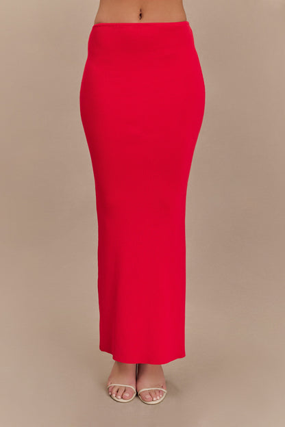 Jupe Maxi Tricot Queue de Poisson Keaton - Rouge