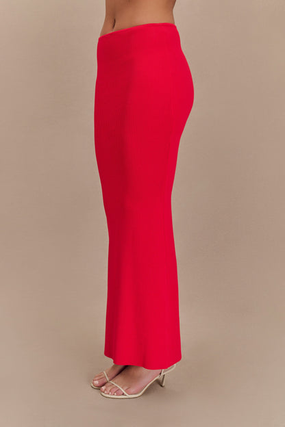 Jupe Maxi Tricot Queue de Poisson Keaton - Rouge