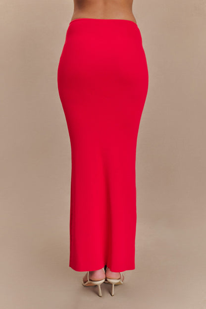 Jupe Maxi Tricot Queue de Poisson Keaton - Rouge