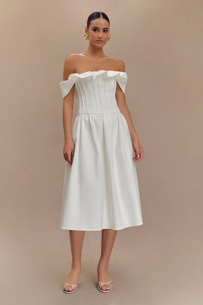 Robe midi en coton Orla sans bretelles - Blanc