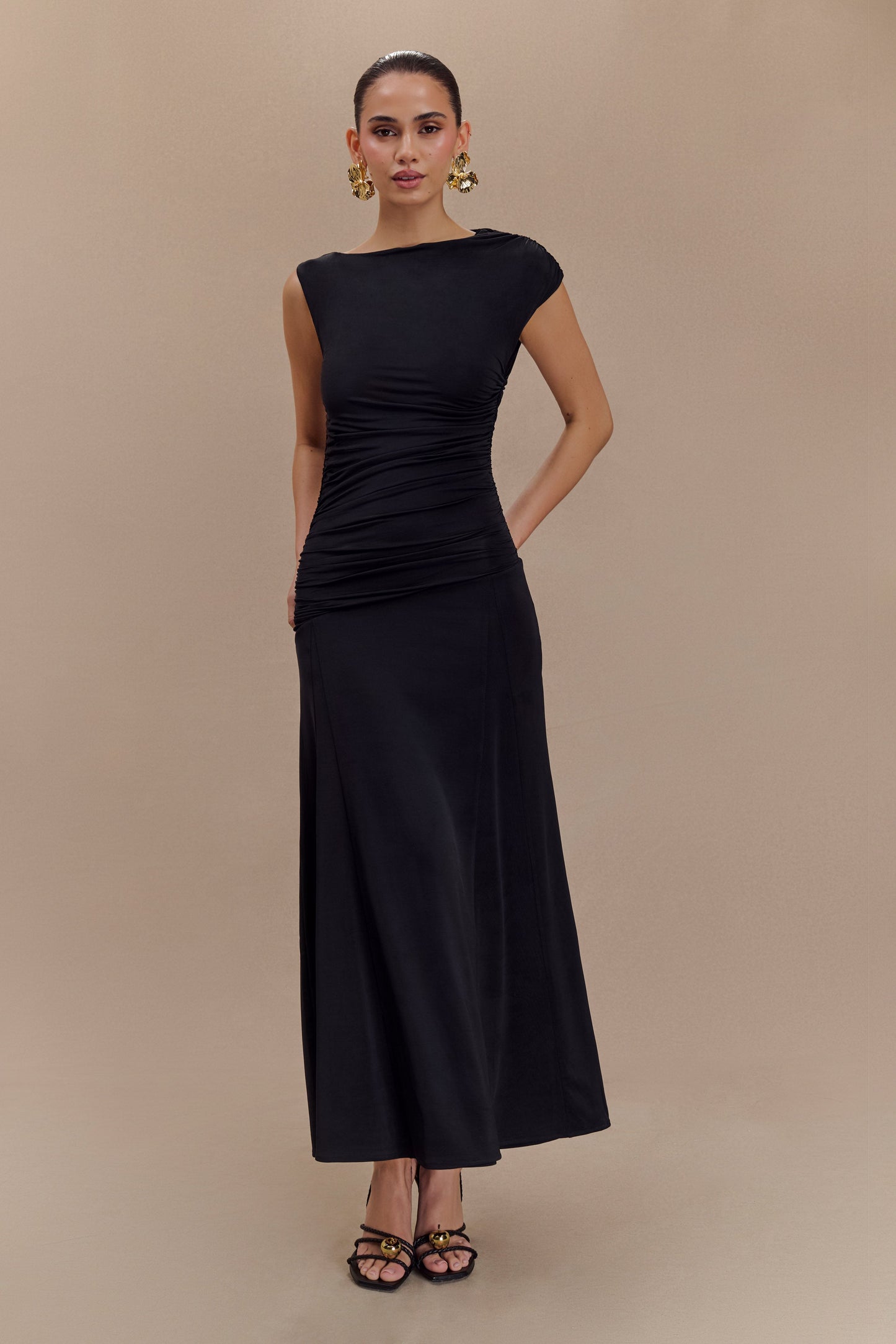 Robe midi asymétrique et fluide Navanna - Noir