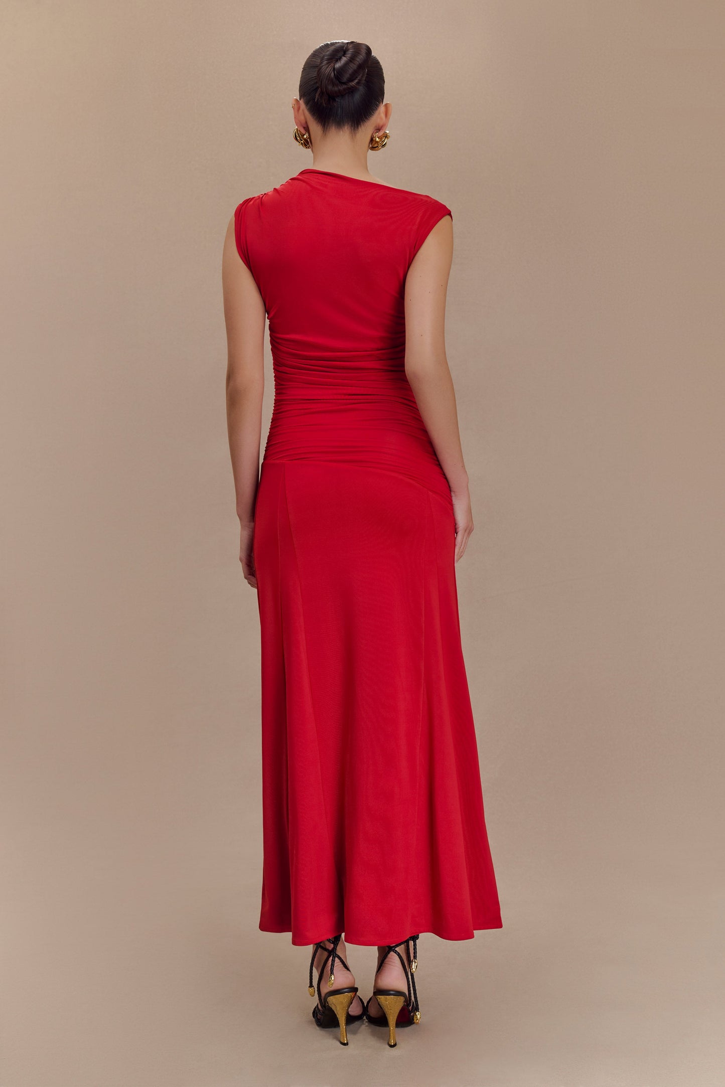 Robe midi asymétrique et fluide Navanna - Rouge