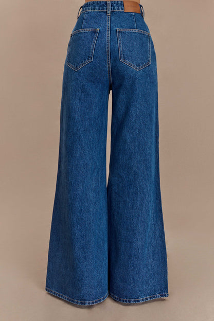 Jean flare à large jambe Jen - Bleu foncé