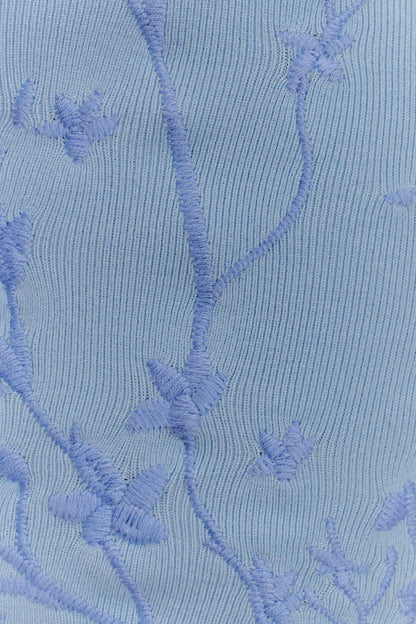 Mini-robe en jersey brodé à épaules dénudées Mallory - Bleu glace