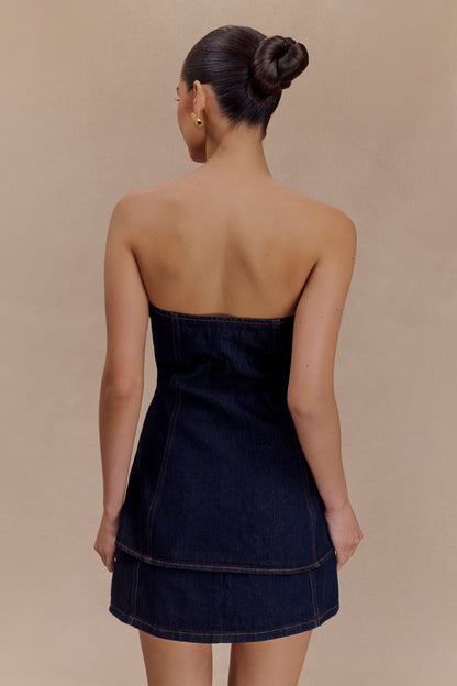 Rosalyn Mini Jupette en Jean - Bleu Indigo