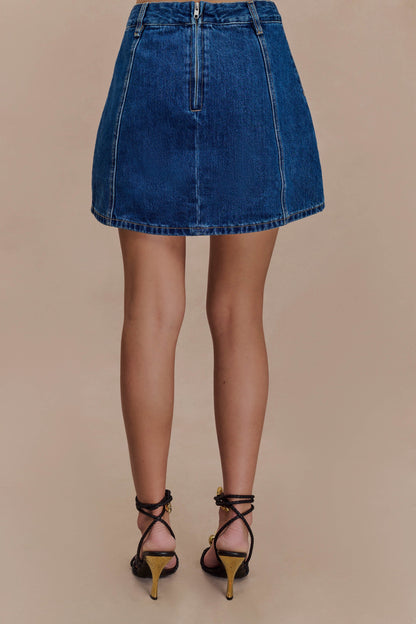 Rosalyn Mini Jupette en Jean - Bleu Foncé