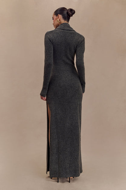 Robe Maxi Tricoté Réversible Alessandra - Gris Anthracite