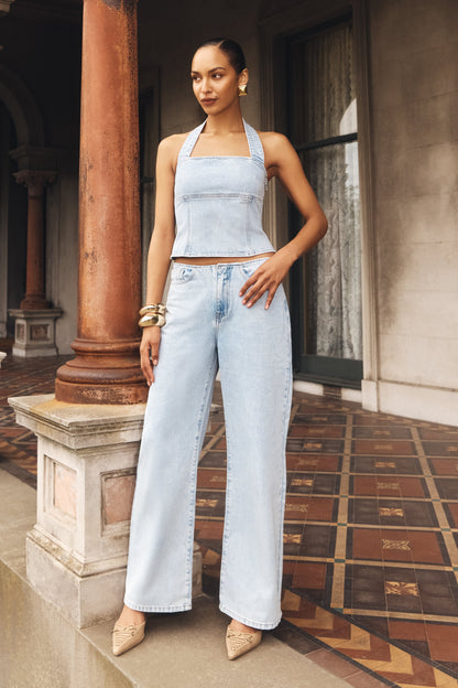 Jeans en jean taille mi-hauteur Caitlin - Bleu clair