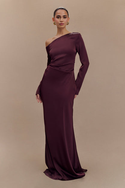 Avery Robe Maxi à Manches Longues - Prune
