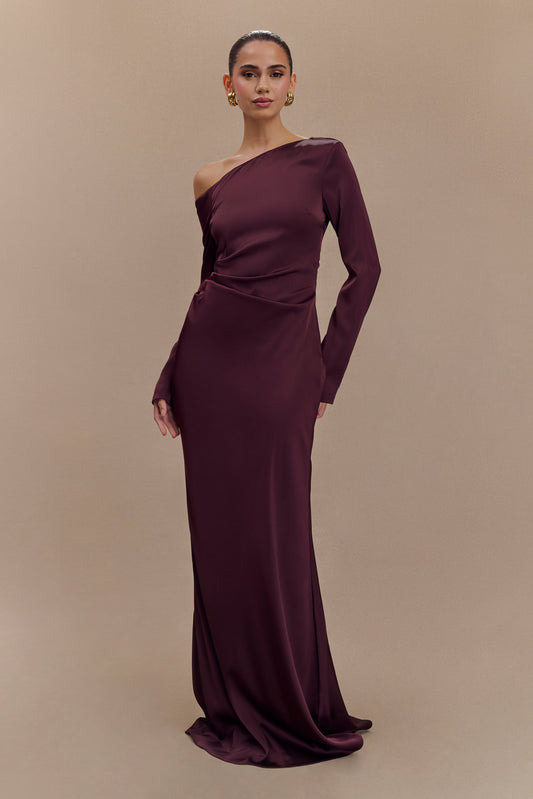 Avery Robe Maxi à Manches Longues - Prune