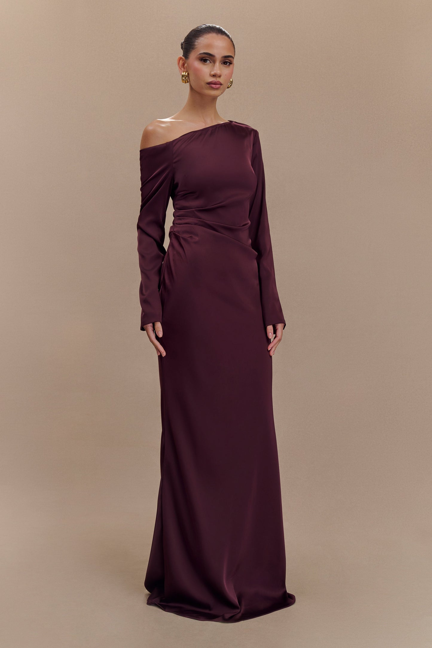Avery Robe Maxi à Manches Longues - Prune