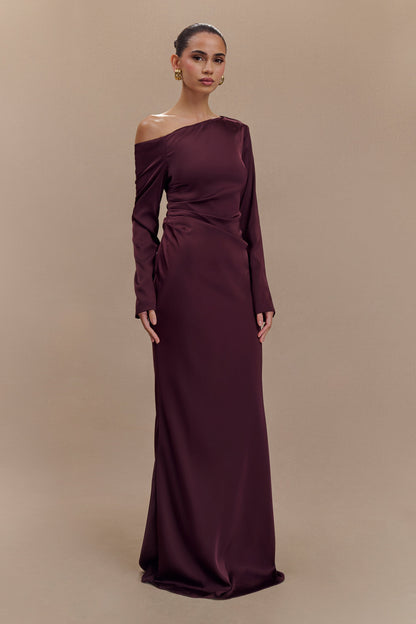 Avery Robe Maxi à Manches Longues - Prune