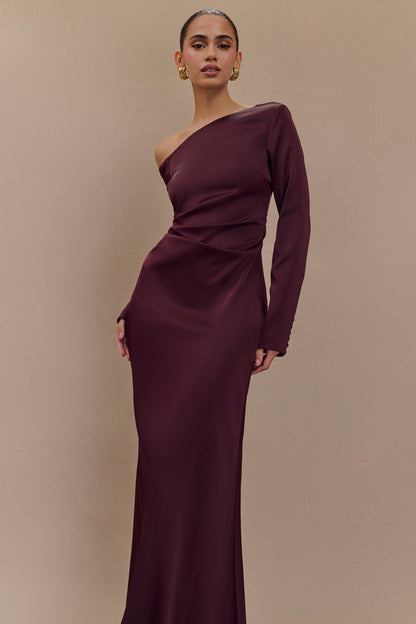 Avery Robe Maxi à Manches Longues - Prune