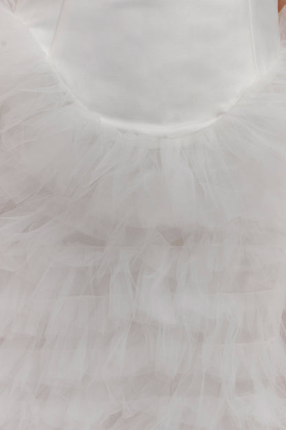 Robe Maxi à Volants et Épaulettes Magnolia - Ivoire