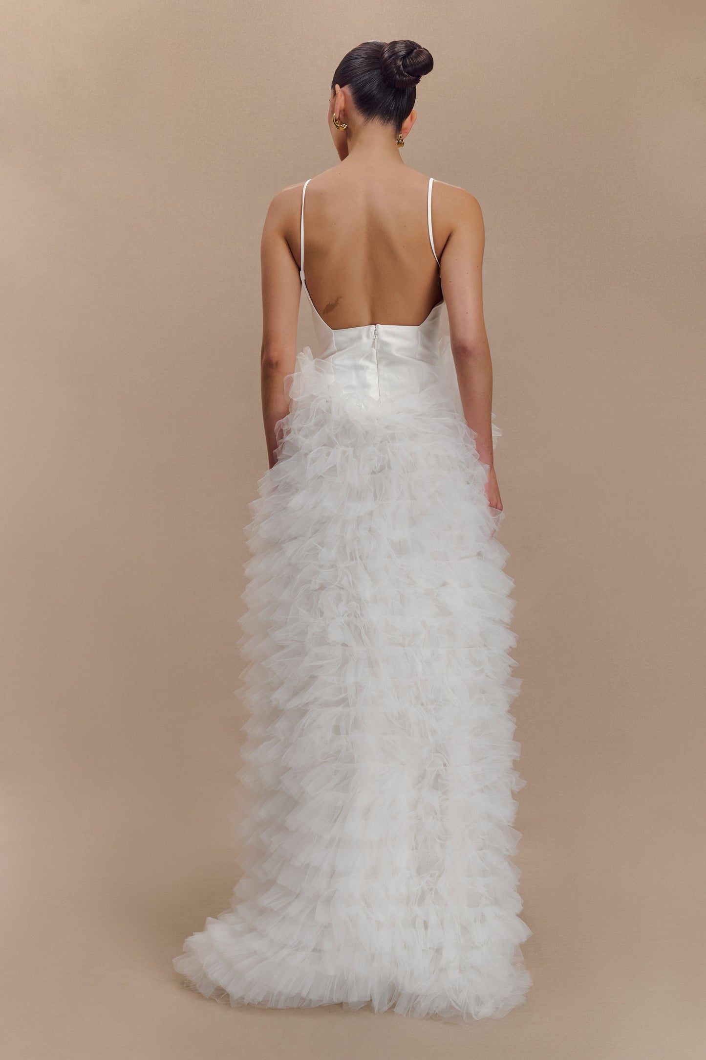 Robe Maxi à Volants et Épaulettes Magnolia - Ivoire