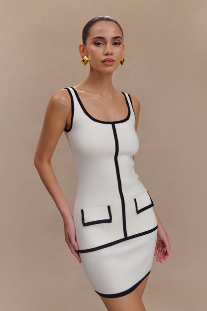 Top en Tricot Contrastant Becky - Ivoire et Noir