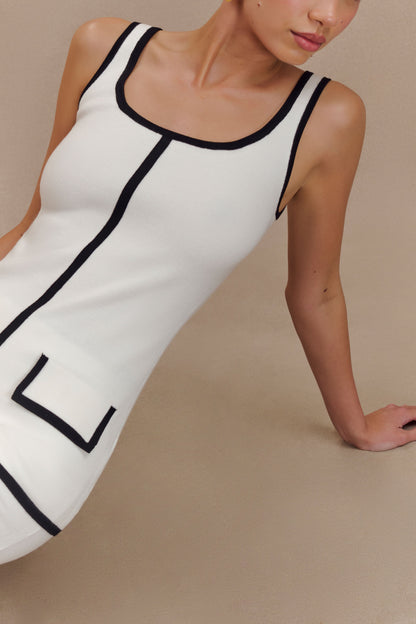Top en Tricot Contrastant Becky - Ivoire et Noir