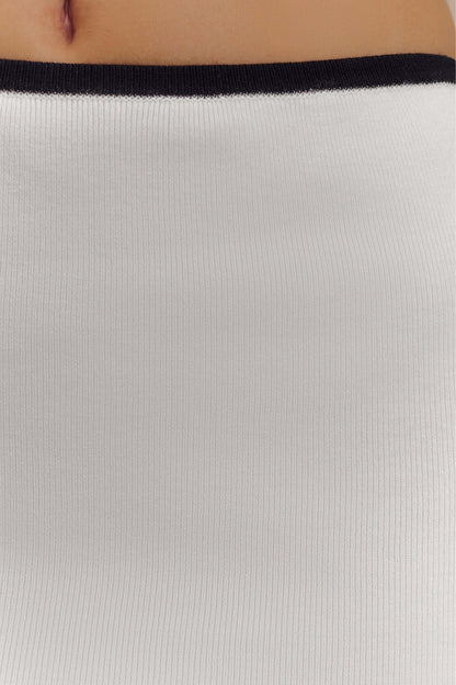Jupe mini en tricot contrastée Becky - Ivoire et noir